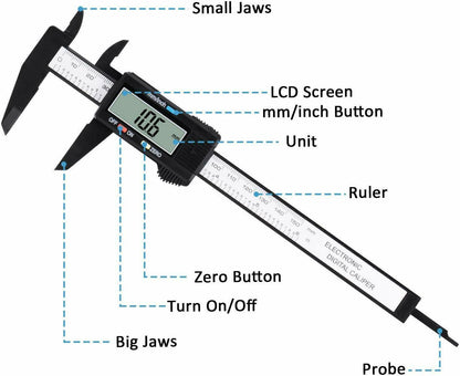 Digital Caliper Electronic Vernier Micrometer Ruler - Ordexe